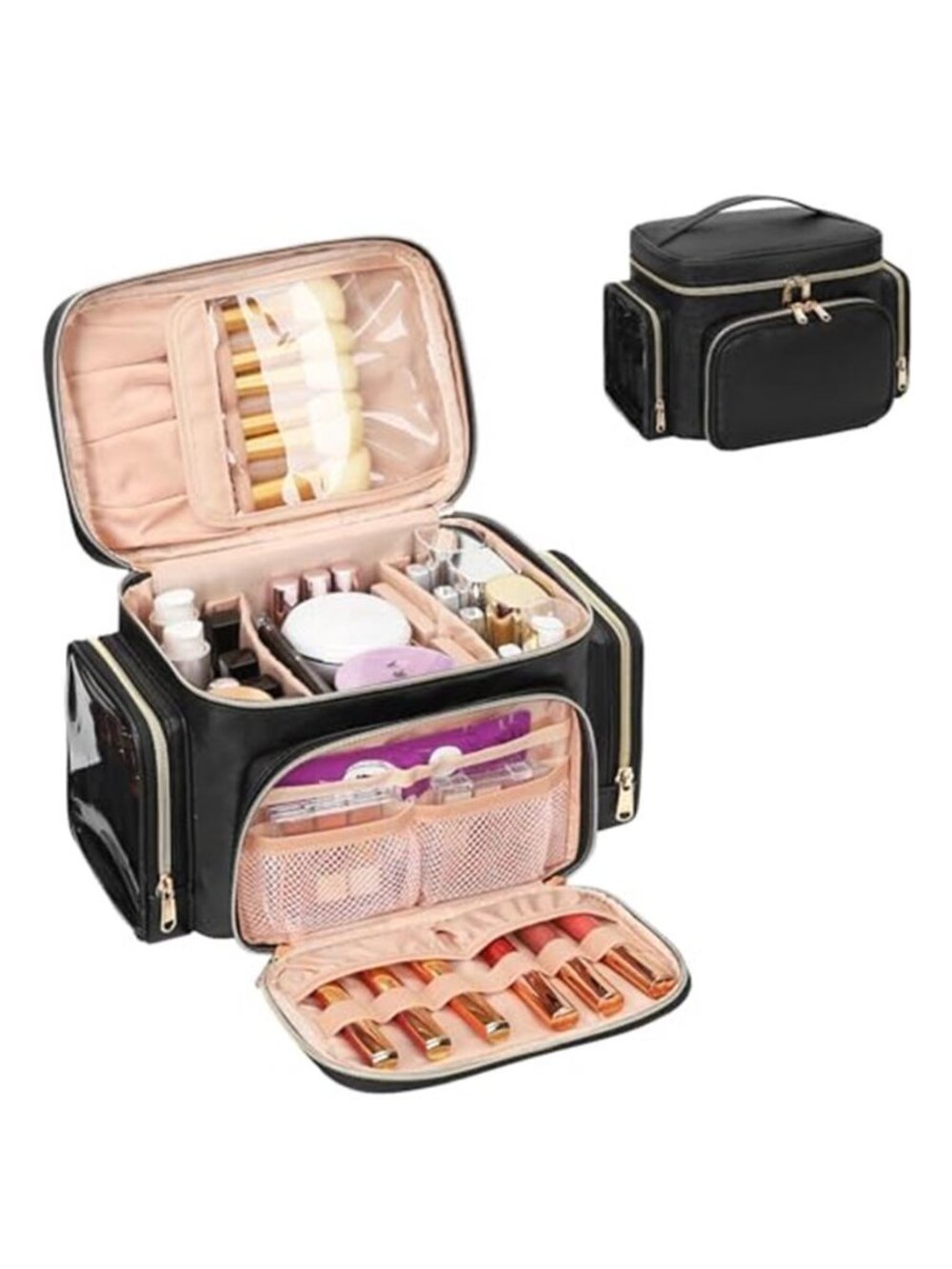 Large Makeup Bag, Portable Travel Makeup Bag Organizer for Women Girls